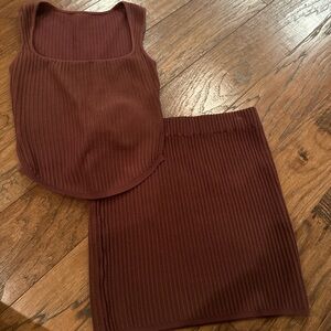 Amazon Ribbed Chocolate Skirt Set